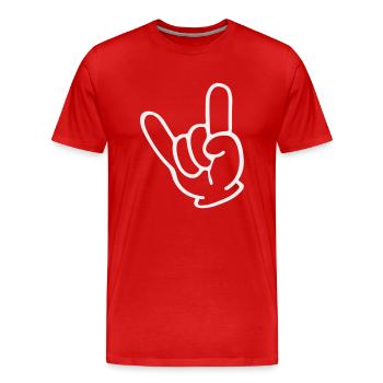 Rock Hand - Men's Premium Organic T-Shirt - red - Front - Damien (186cm)