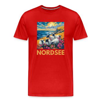 Moutons de la mer du Nord Allemagne du Nord Basse-Saxe - T-shirt bio Premium Homme - rouge - Devant - Damien (186cm)