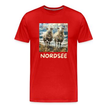 Moutons de la mer du Nord Allemagne du Nord Basse-Saxe - T-shirt bio Premium Homme - rouge - Devant - Damien (186cm)
