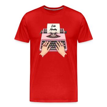 Hallo Montag - Männer Premium Bio T-Shirt - Rot - Vorne - Damien (186cm)