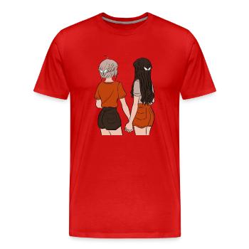 Freunde - Männer Premium Bio T-Shirt - Rot - Vorne - Damien (186cm)