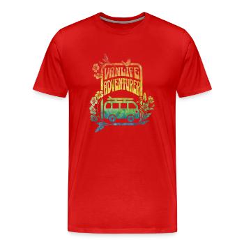 Vanlife - fleurs aux couleurs de l’arc-en-ciel - T-shirt bio Premium Homme - rouge - Devant - Damien (186cm)