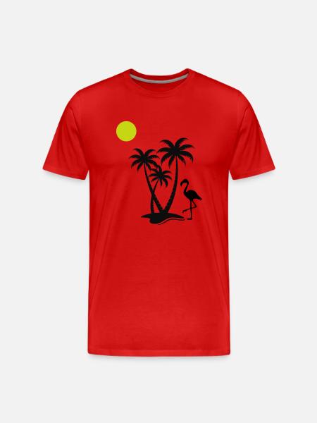 flamingo palmen - Männer Premium Bio T-Shirt - Rot