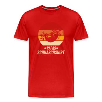 Papa Schnarchshirt Pyjama Schlafanzug Faultier - Männer Premium Bio T-Shirt - Rot - Vorne - Damien (186cm)
