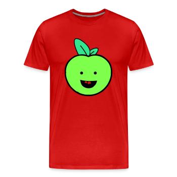 apfel smile - Männer Premium Bio T-Shirt - Rot - Vorne - Damien (186cm)