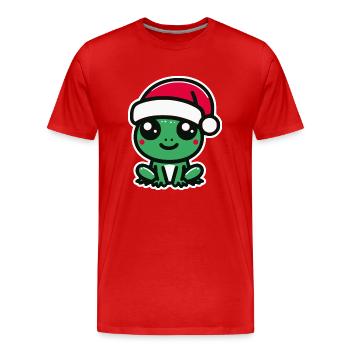 Weihnachten Frosch - Männer Premium Bio T-Shirt - Rot - Vorne - Damien (186cm)