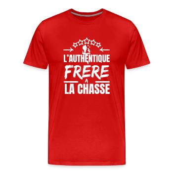 DER AUTHENTISCHE BRUDER AUF DER JAGD - Männer Premium Bio T-Shirt - Rot - Vorne - Damien (186cm)