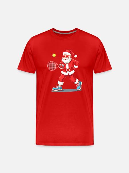 Tennis Playing Santa Claus Christmas Tennis - Men's Premium Organic T-Shirt - red