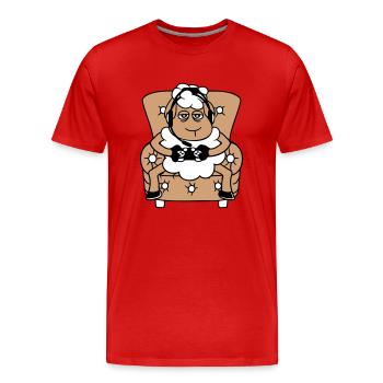 Schaf Gamer Sessel Controller Videospiel Nerd Cool - Männer Premium Bio T-Shirt - Rot - Vorne - Damien (186cm)