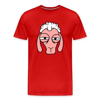 mouton sceptique regard critique visage tête cool - T-shirt bio Premium Homme - rouge - Devant - Damien (186cm)