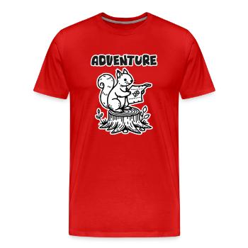 Squirrel Holding a map - "Adventure" Design - Men's Premium Organic T-Shirt - red - Front - Damien (186cm)
