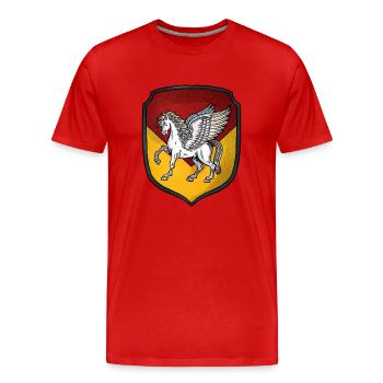 Wappen silber Pegasus - Männer Premium Bio T-Shirt - Rot - Vorne - Damien (186cm)