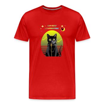 Sérénades ronronnantes sous la douce lumière du citron - T-shirt bio Premium Homme - rouge - Devant - Damien (186cm)
