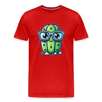 Cactus à lunettes - T-shirt bio Premium Homme - rouge - Devant - Damien (186cm)