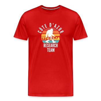 COTE D AZUR BIGFOOT RESEARCH TEAM - T-shirt bio Premium Homme - rouge - Devant - Damien (186cm)