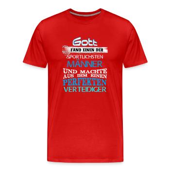 Geschenk Gott sportlich Männer Verteidiger - Männer Premium Bio T-Shirt - Rot - Vorne - Damien (186cm)