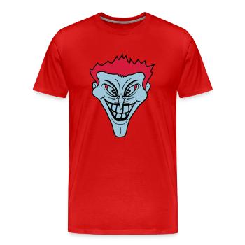 psycho psychopath verrueckt clown joker grinsen mu - Männer Premium Bio T-Shirt - Rot - Vorne - Damien (186cm)