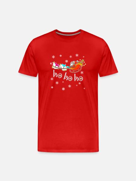 Einhorn Santa jul Unicorn - Herre Premium T-shirt økologisk - rød