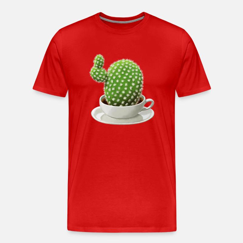 Kaffee-Kaktus - Männer Premium Bio T-Shirt - Rot