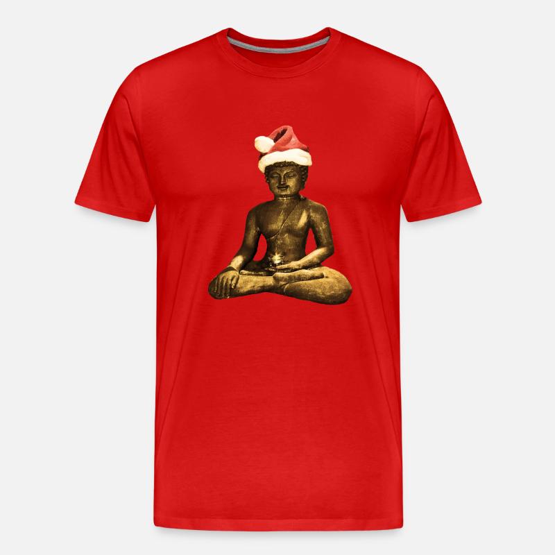 Xmas Buddha - Männer Premium Bio T-Shirt - Rot