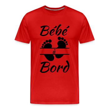 Bébé à Bord Annonce Naissance Bébé Future Maman - T-shirt bio Premium Homme - rouge - Devant - Damien (186cm)