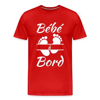 Bébé à Bord Annonce Naissance Bébé Future Maman - T-shirt bio Premium Homme - rouge - Devant - Damien (186cm)