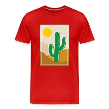 Cactus in the desert - Men's Premium Organic T-Shirt - red - Front - Damien (186cm)