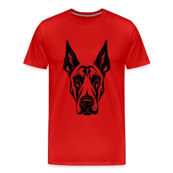 Tête de chien Doberman - T-shirt bio Premium Homme - rouge - Devant - Damien (186cm)