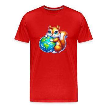 Écureuil pour la Terre, Protection de l’environnement, Conservation de la nature - T-shirt bio Premium Homme - rouge - Devant - Damien (186cm)