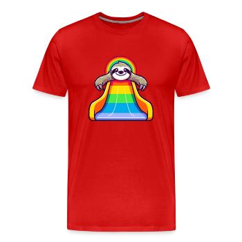 LGBTQ Pride Sloth Rainbow Slide - Men's Premium Organic T-Shirt - red - Front - Damien (186cm)