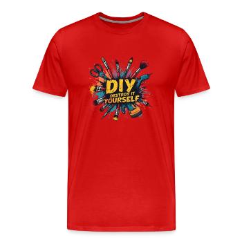 DIY Détruisez-le vous-même - Craft Upcycling - T-shirt bio Premium Homme - rouge - Devant - Damien (186cm)