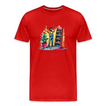 DIY Destroy it yourself - Handwerkeln Upcycling - Männer Premium Bio T-Shirt - Rot - Vorne - Damien (186cm)