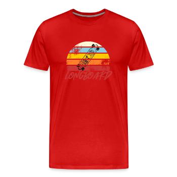 Retro Sunset Longboard Vintage - Men's Premium Organic T-Shirt - red - Front - Damien (186cm)