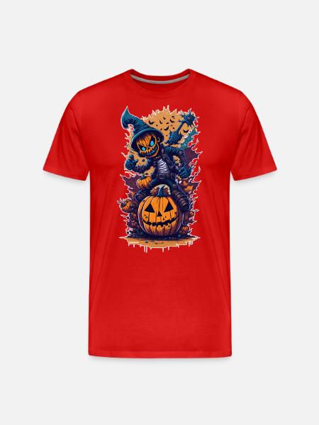 Halloween Pumpkin Monster - Men's Premium Organic T-Shirt - red