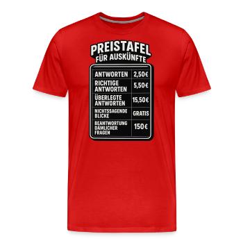 Price list for information office sayings - Men's Premium Organic T-Shirt - red - Front - Damien (186cm)