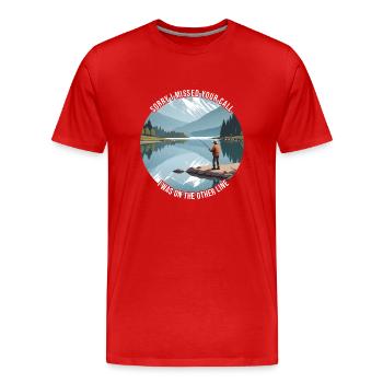 Angler Angeln Fischen - Männer Premium Bio T-Shirt - Rot - Vorne - Damien (186cm)