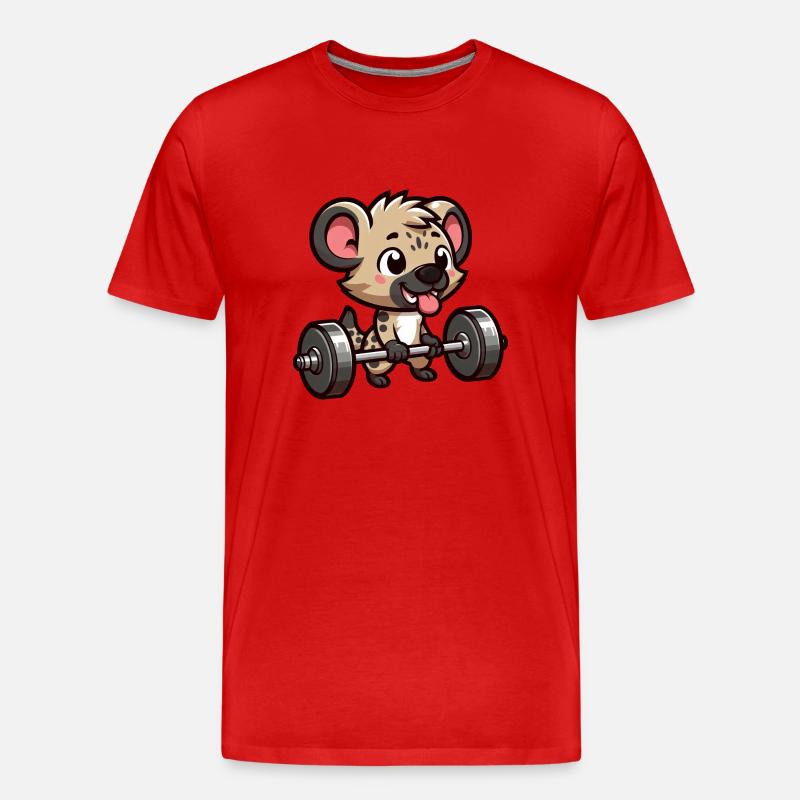 Hyäne Gewichtheber Krafttraining - Männer Premium Bio T-Shirt - Rot