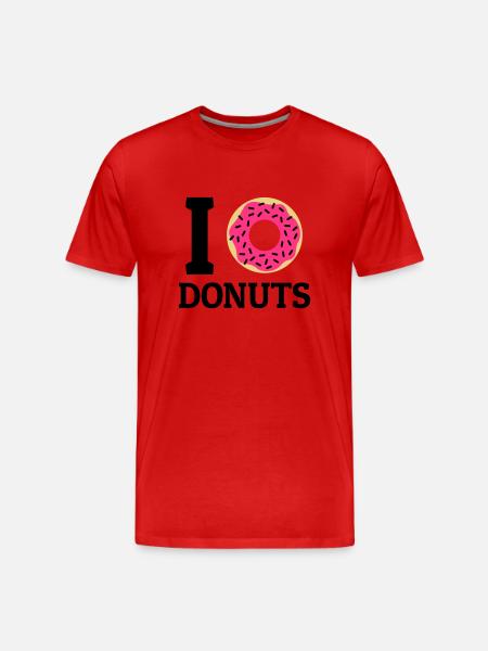 I love donuts - Männer Premium Bio T-Shirt - Rot