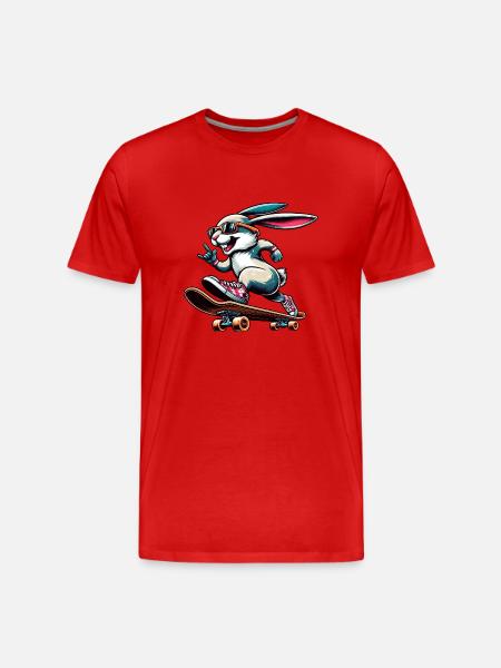 Cool Skateboarder Easter Bunny Design - Men's Premium Organic T-Shirt - red