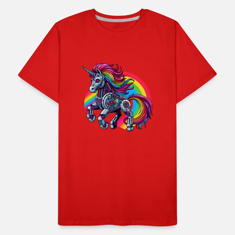 Cyborg Einhorn mit Regenbogen Männer Premium Bio T-Shirt