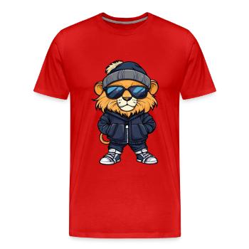 Lion Hiver - T-shirt bio Premium Homme - rouge - Devant - Damien (186cm)