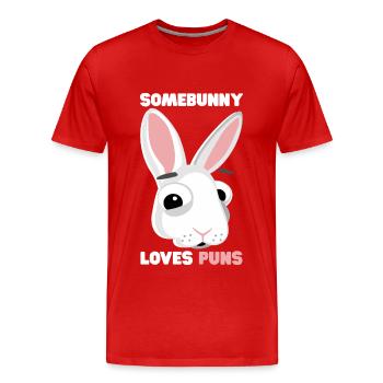 Bunny Pun Somebunny Loves Puns Punster - Men's Premium Organic T-Shirt - red - Front - Damien (186cm)