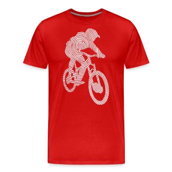 Mountain Bike Downhill Fingerprint Mountain Bike - Men's Premium Organic T-Shirt - red - Front - Damien (186cm)