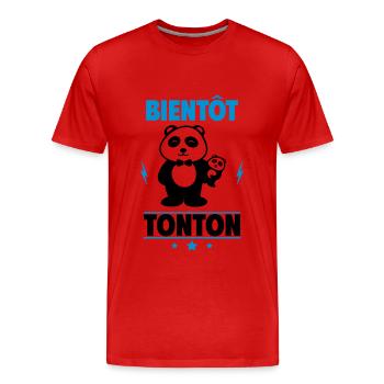 bientôt tonton, futur oncle, tu vas être tonton - T-shirt bio Premium Homme - rouge - Devant - Damien (186cm)