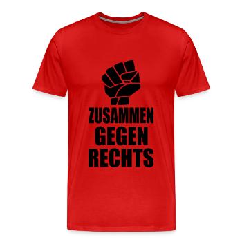 Zusammen gegen rechts - Männer Premium Bio T-Shirt - Rot - Vorne - Damien (186cm)