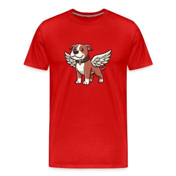 Hund Pitbull Süß Engel Flügel - Männer Premium Bio T-Shirt - Rot - Vorne - Damien (186cm)