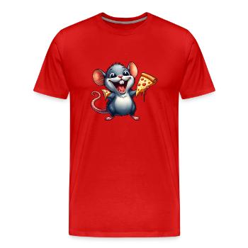 Laborratte Genießt Pizza Lustig - Männer Premium Bio T-Shirt - Rot - Vorne - Damien (186cm)