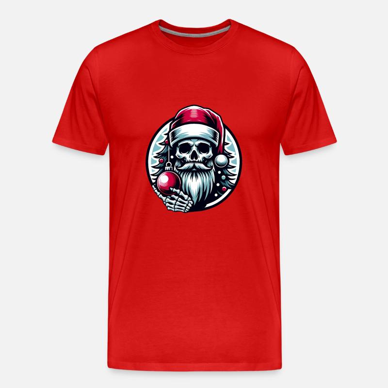 Weihnachtsmann Skull mit Christbaumkugel - Männer Premium Bio T-Shirt - Rot