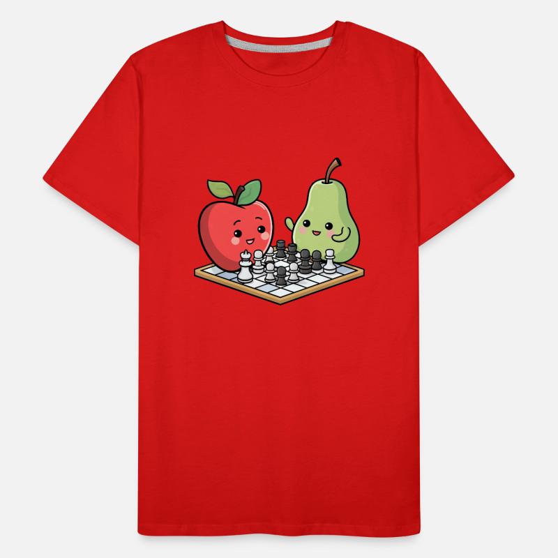Kawaii Chess Apple Pear Comic Men's Premium Organic T-Shirt