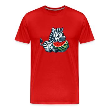 Zebra with watermelon fruity funny - Men's Premium Organic T-Shirt - red - Front - Damien (186cm)